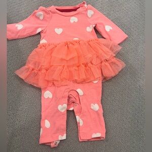 Pink Heart Baby Romper with Tulle Skirt